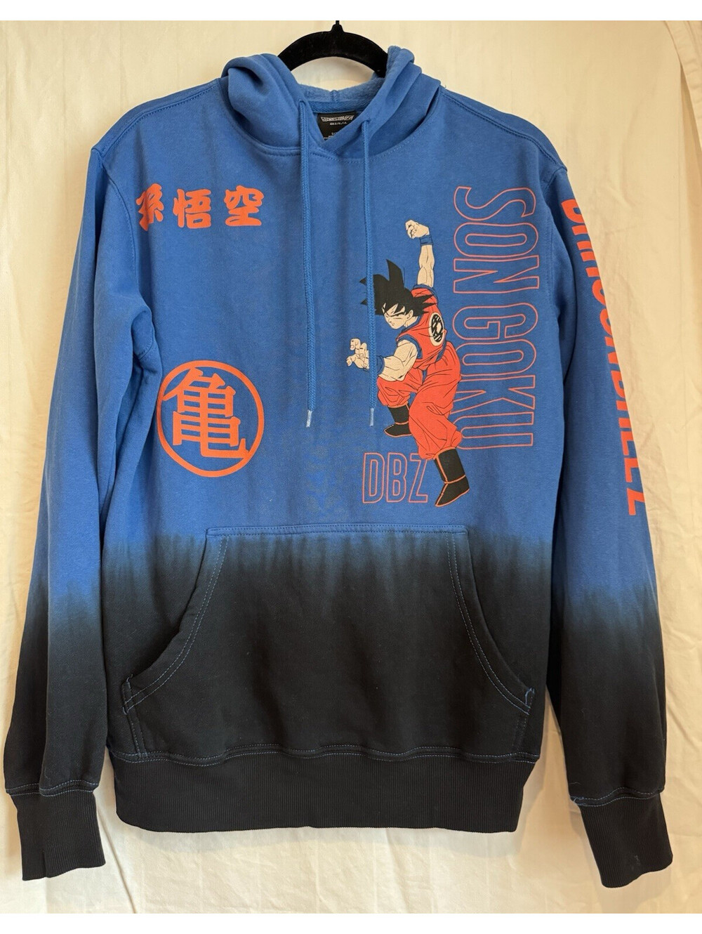 Dragon Ball Z Goku Men's Blue/Black Dip-Dye Pullover Fleece Graphic Hoodie XL